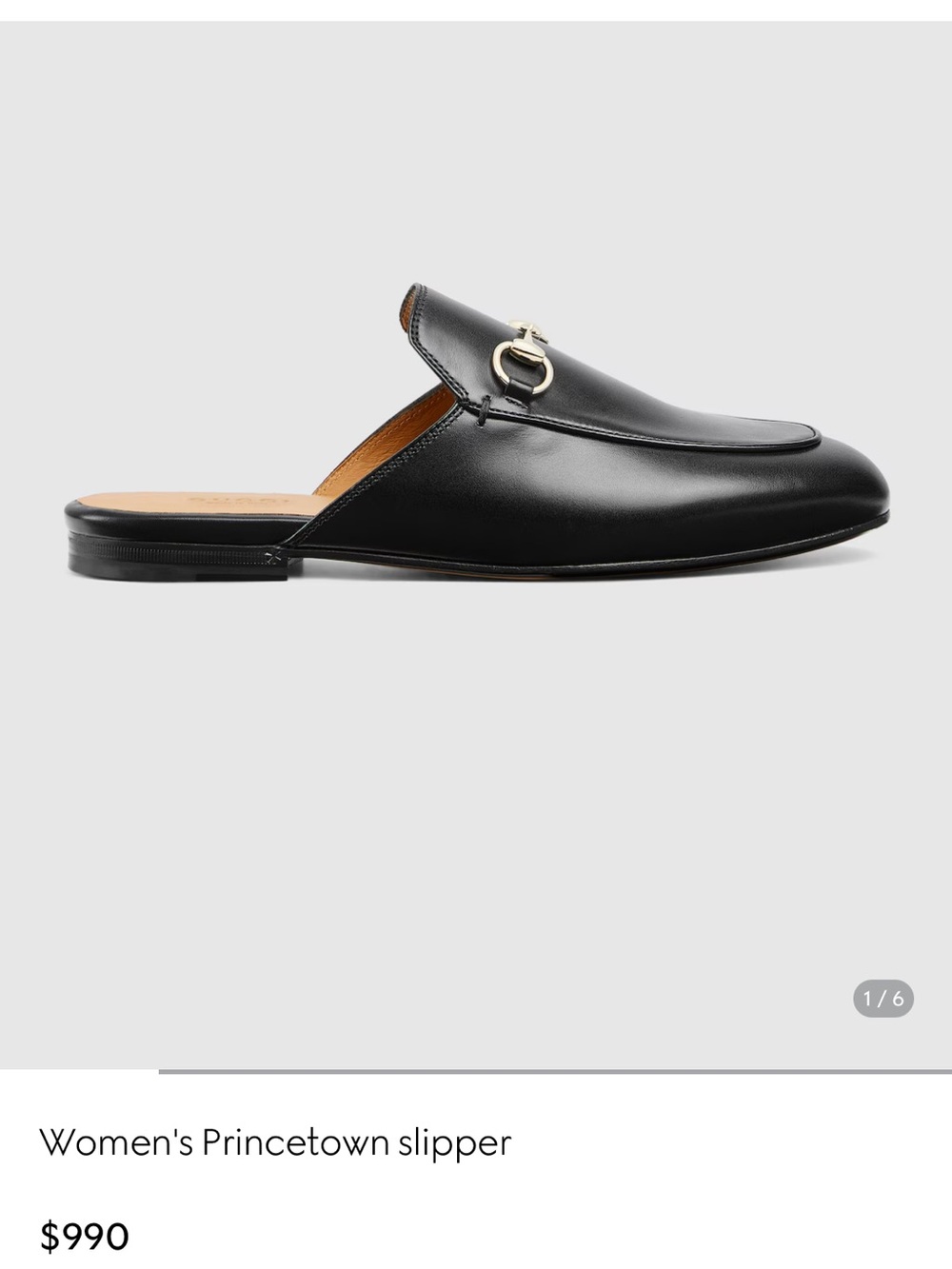 Gucci Black Leather Princetown Mule with Gold Horsebit